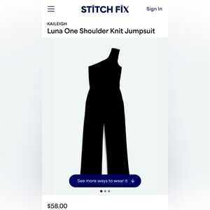 NWT Kaleigh petite small black one shoulder jumpsuit.